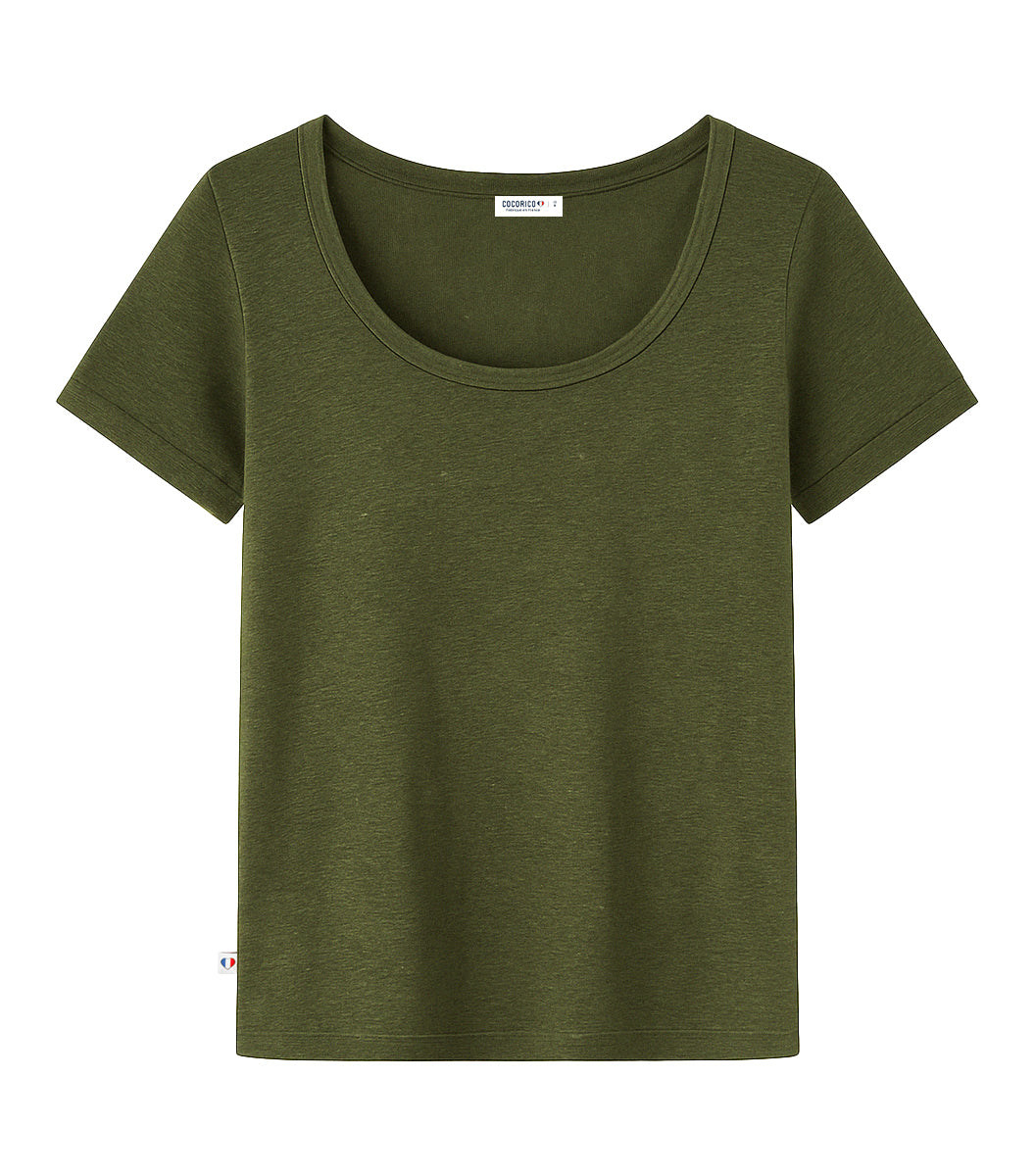 T-shirt Femme en Lin Kaki - Intemporel