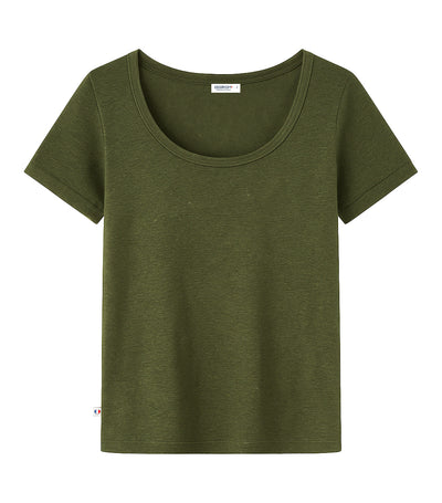 T-shirt Femme en Lin Kaki - Intemporel