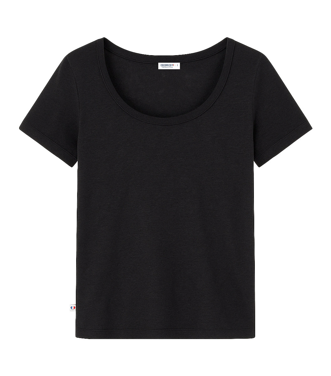 T-shirt Femme en Lin Noir - Intemporel