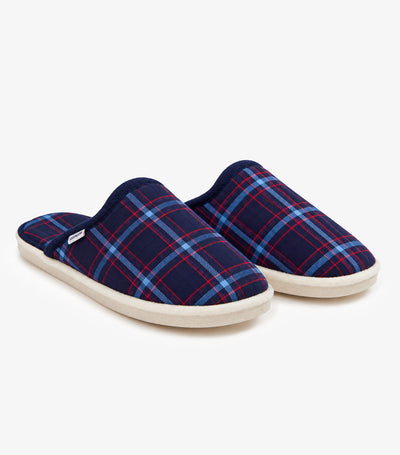 Mules Femme Tartan Bleu