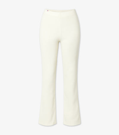 Pantalon Maille Côtelée Femme Ecru - Intemporel