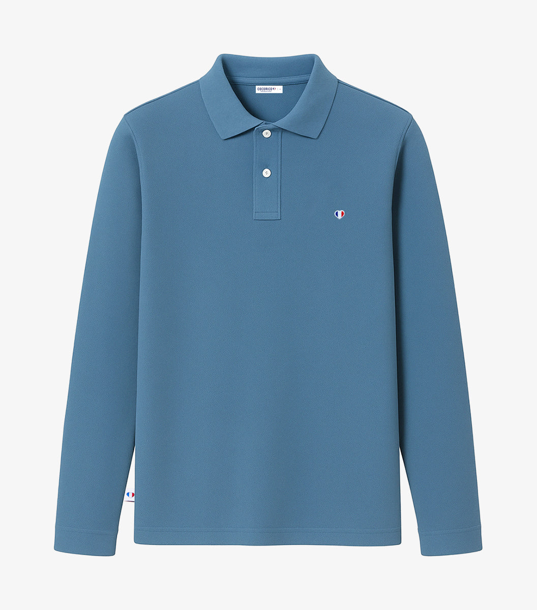 Polo Homme Manches Longues Azur - L'Iconique