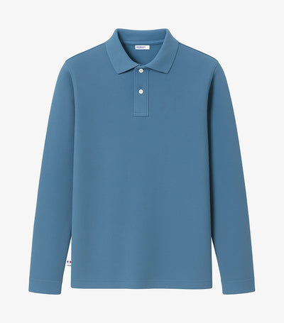 Polo Homme Manches Longues Azur - L'Intemporel