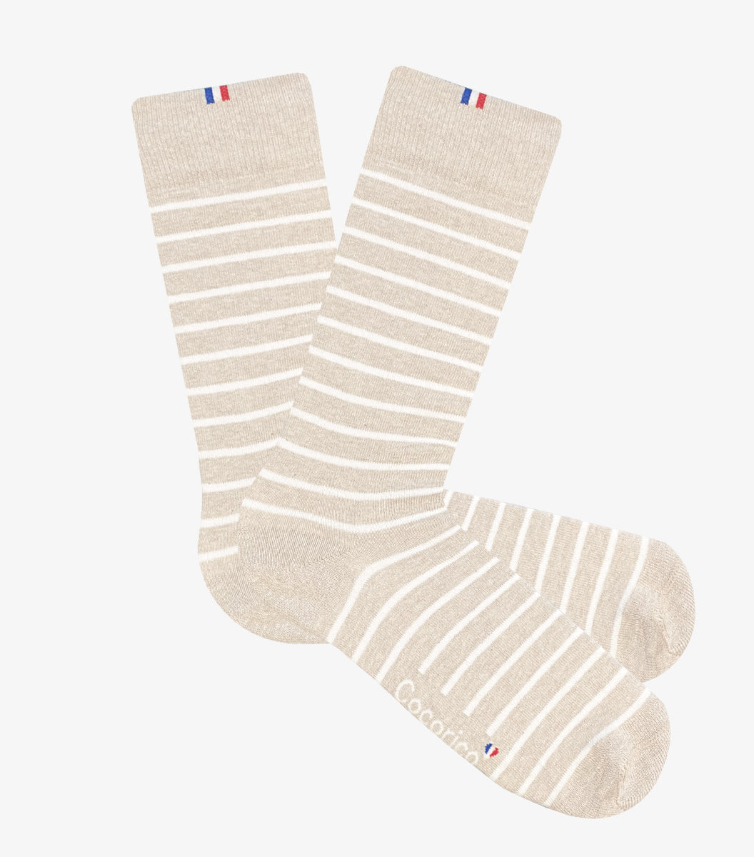 Chaussettes Homme Rayées Beige