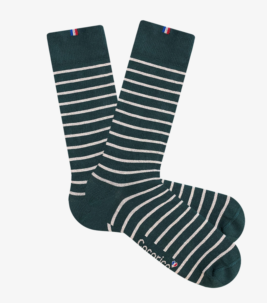 Chaussettes Homme Rayées Verte