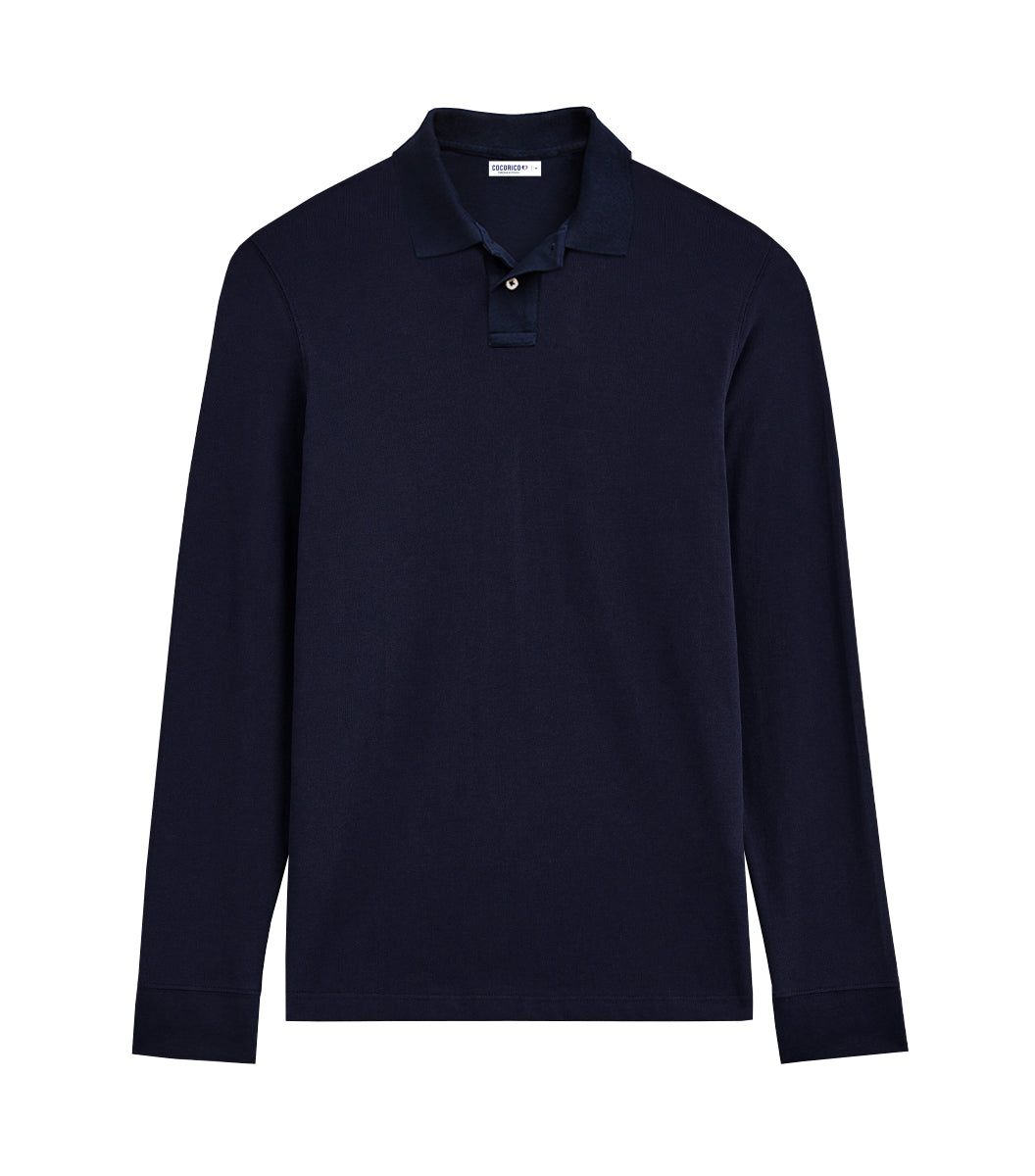 Polo Homme Manches Longues Marine - Intemporel
