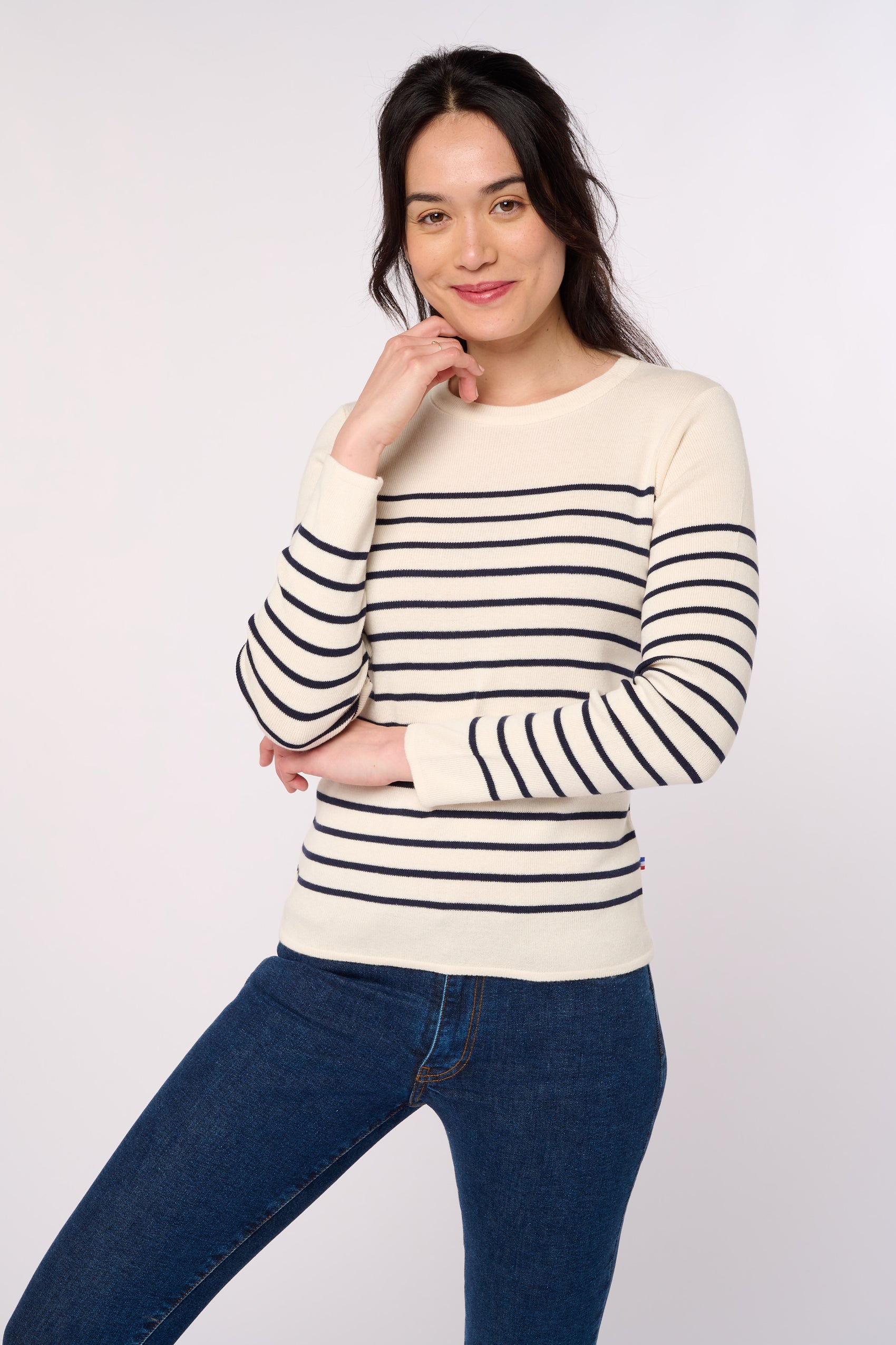 Pull Femme Marini re Coton Cr me Made In France Cocorico pull-femme-marini-re-coton-cr-me-made-in-france-cocorico