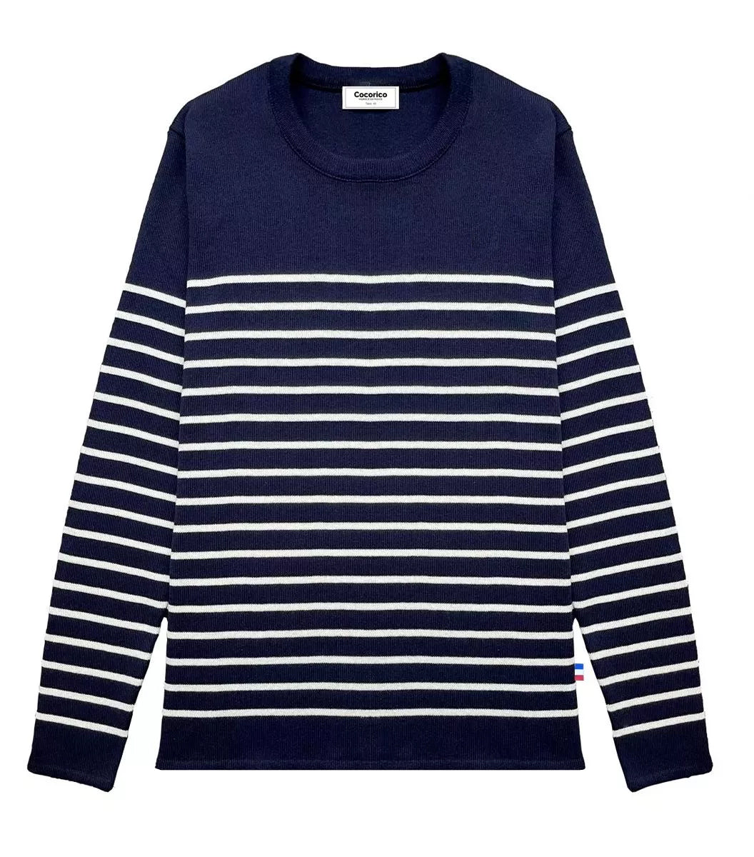 Pull Homme Marinière coton Marine