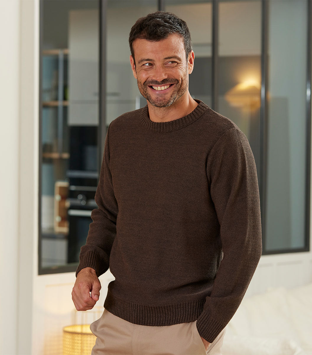 Pull Homme Laine Marron - Thomas
