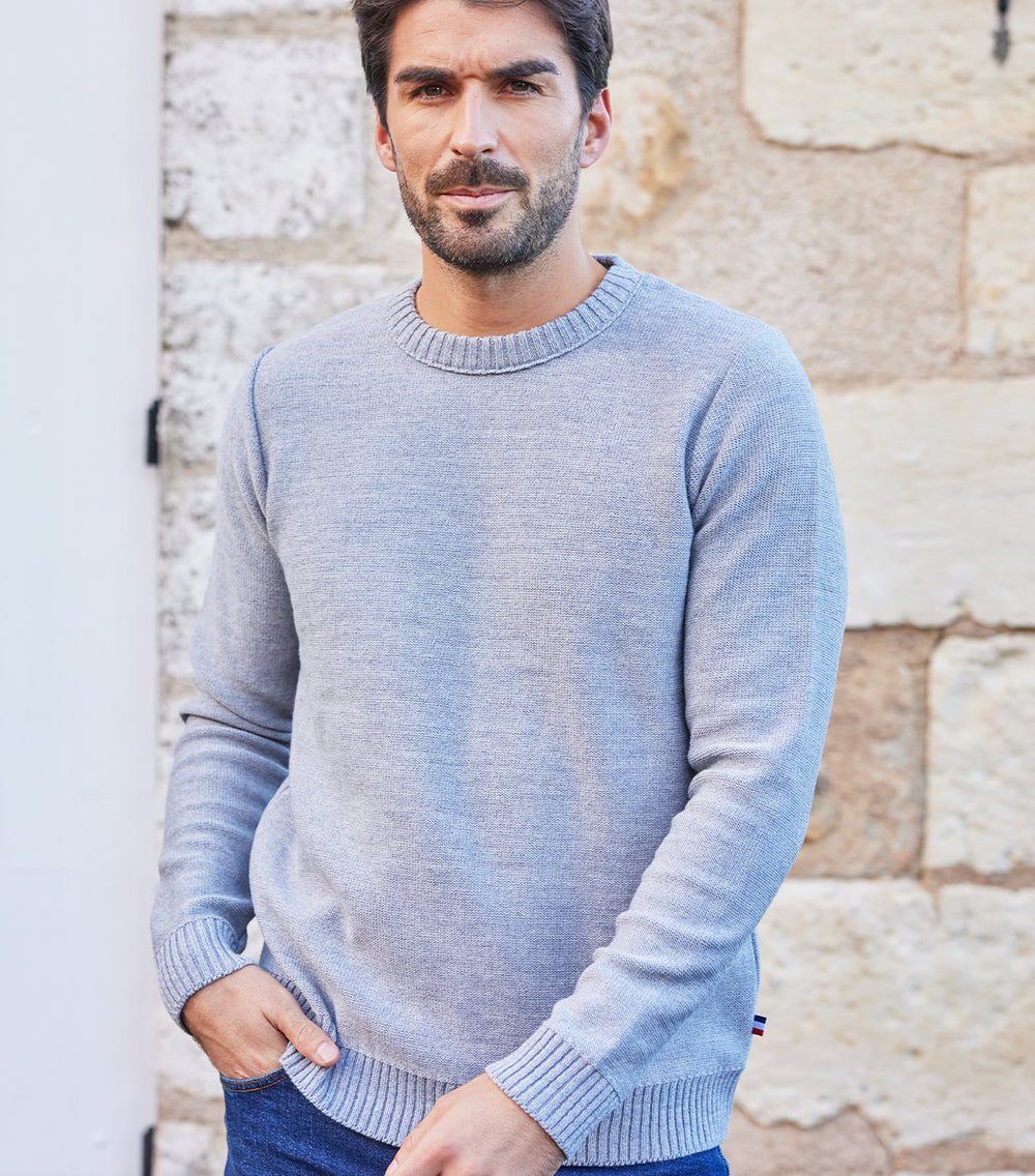 Pull Homme laine Gris - Made in France - Cocorico
