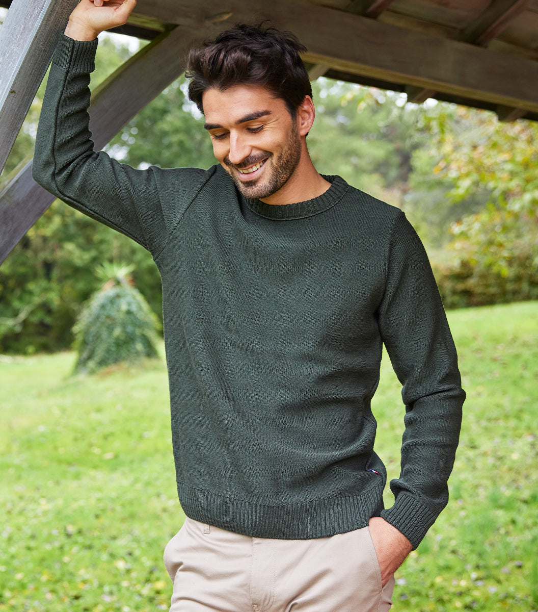 Pull vert kaki homme deals