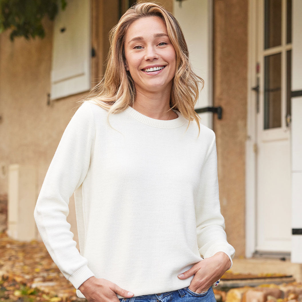 Pull Femme Laine Creme Made in France Cocorico