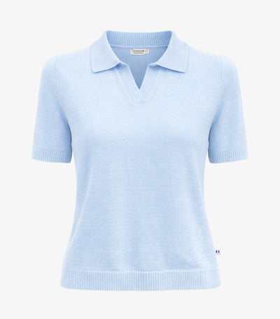 Polo Maille Femme Ciel