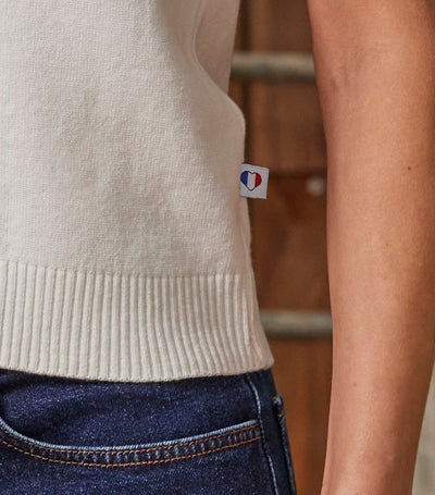 Polo Maille Femme Ecru