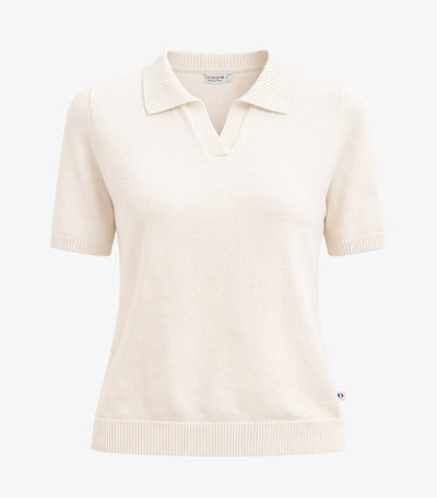 Polo Maille Femme Ecru