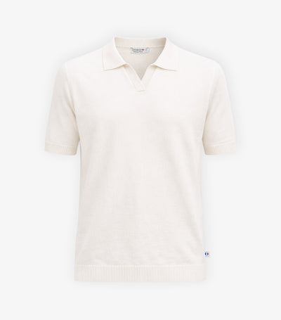 Pull Polo Manches Courtes Homme Ecru
