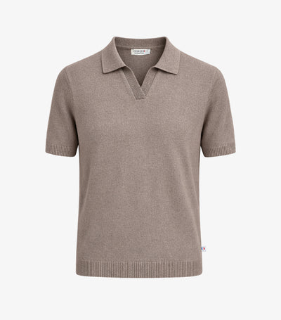 Pull Polo Manches Courtes Homme Taupe