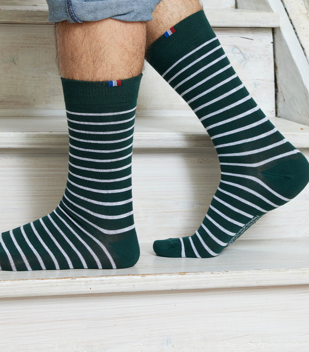 Chaussettes Homme Rayées Verte