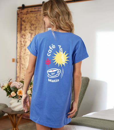 Robe de Nuit Femme Bleu Riviera - Petit Matin