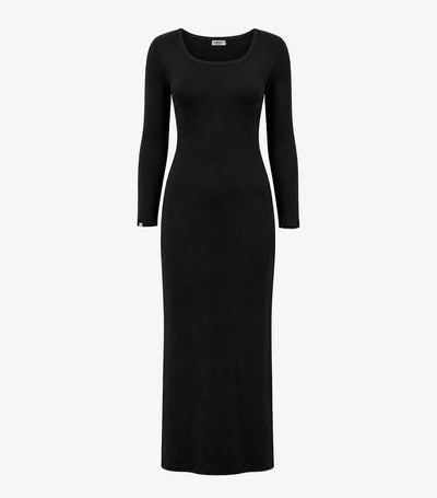 Robe Longue Côtelée Femme Noir