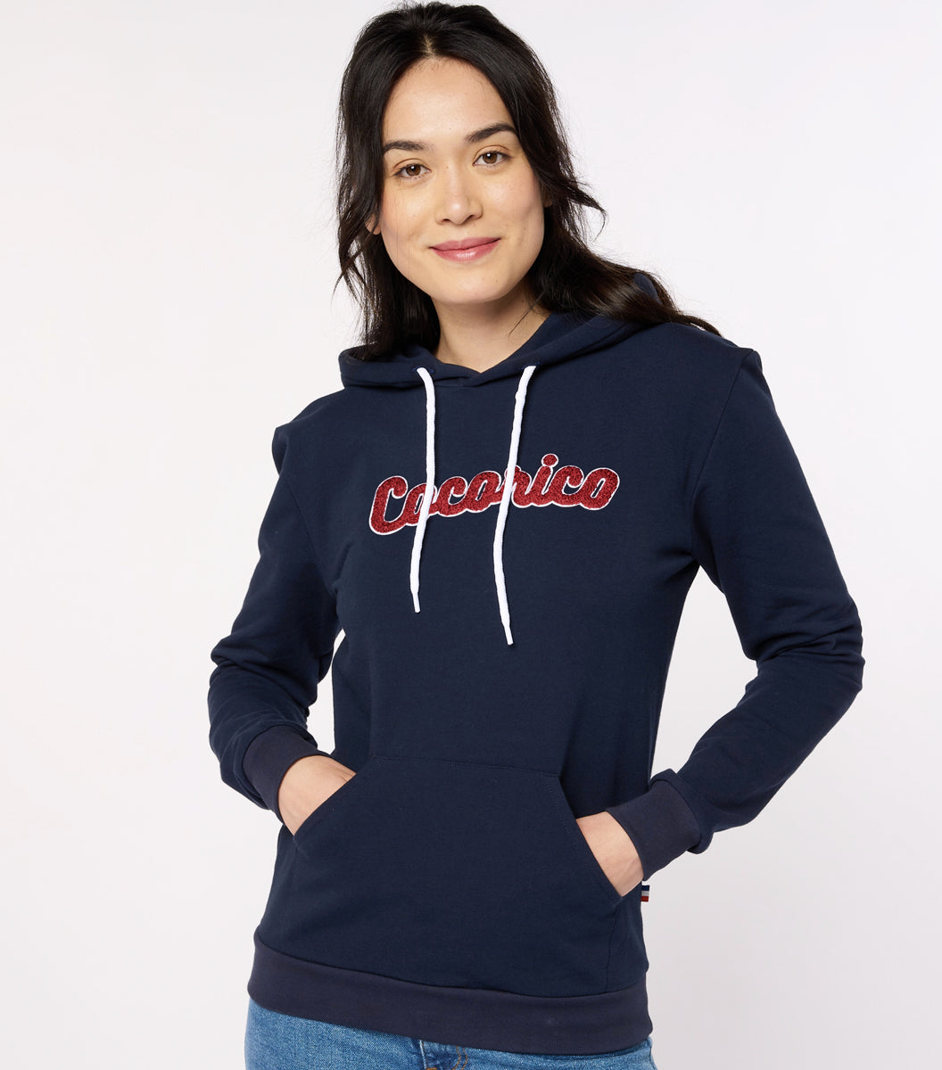 Sweat à capuche Femme Marine - Cocorico bouclette