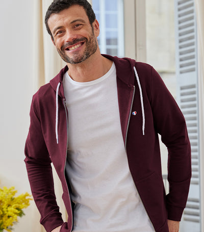 Sweat zippé Homme Bordeaux - Iconique
