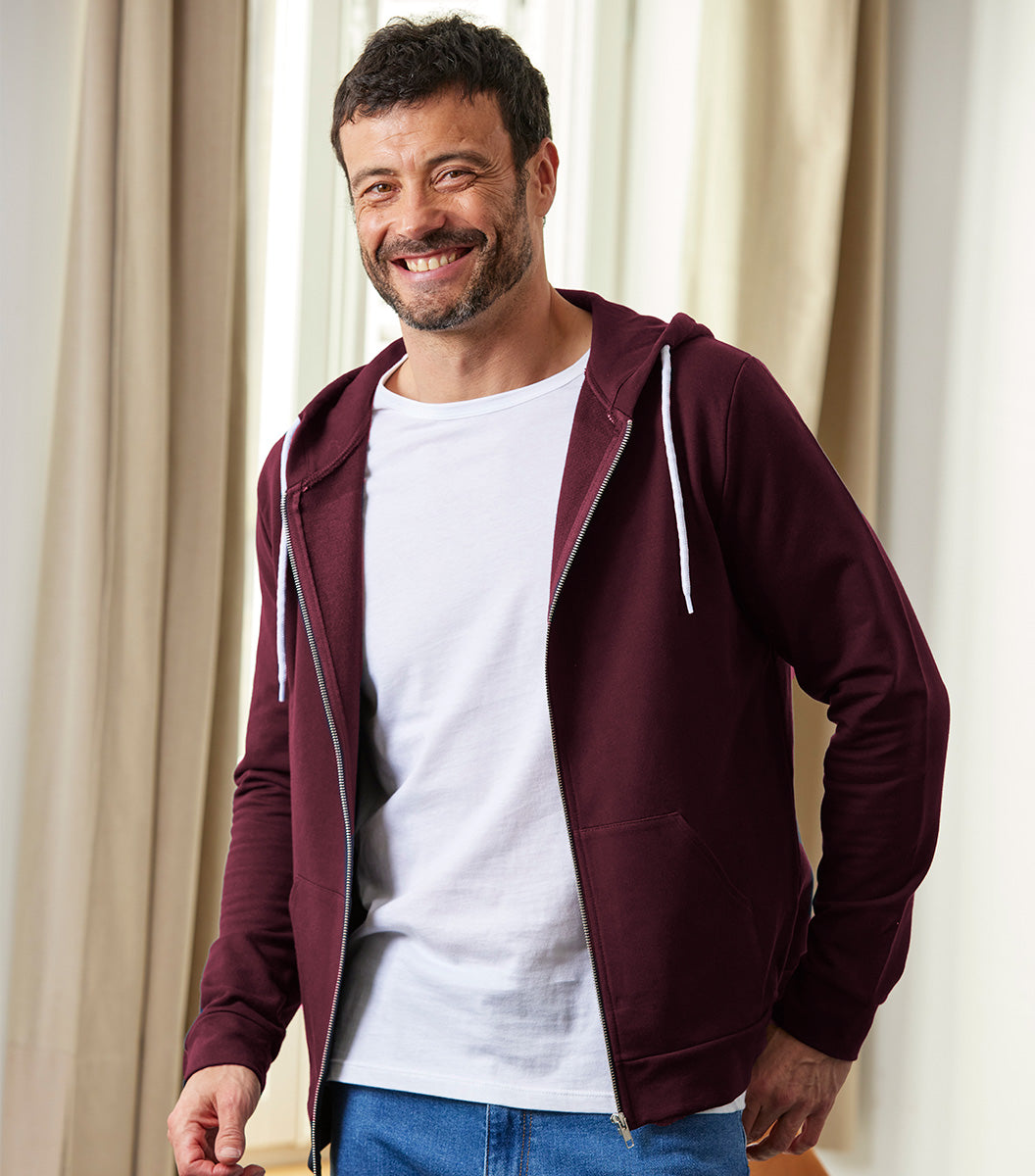 Sweat zippé Homme Bordeaux - Intemporel