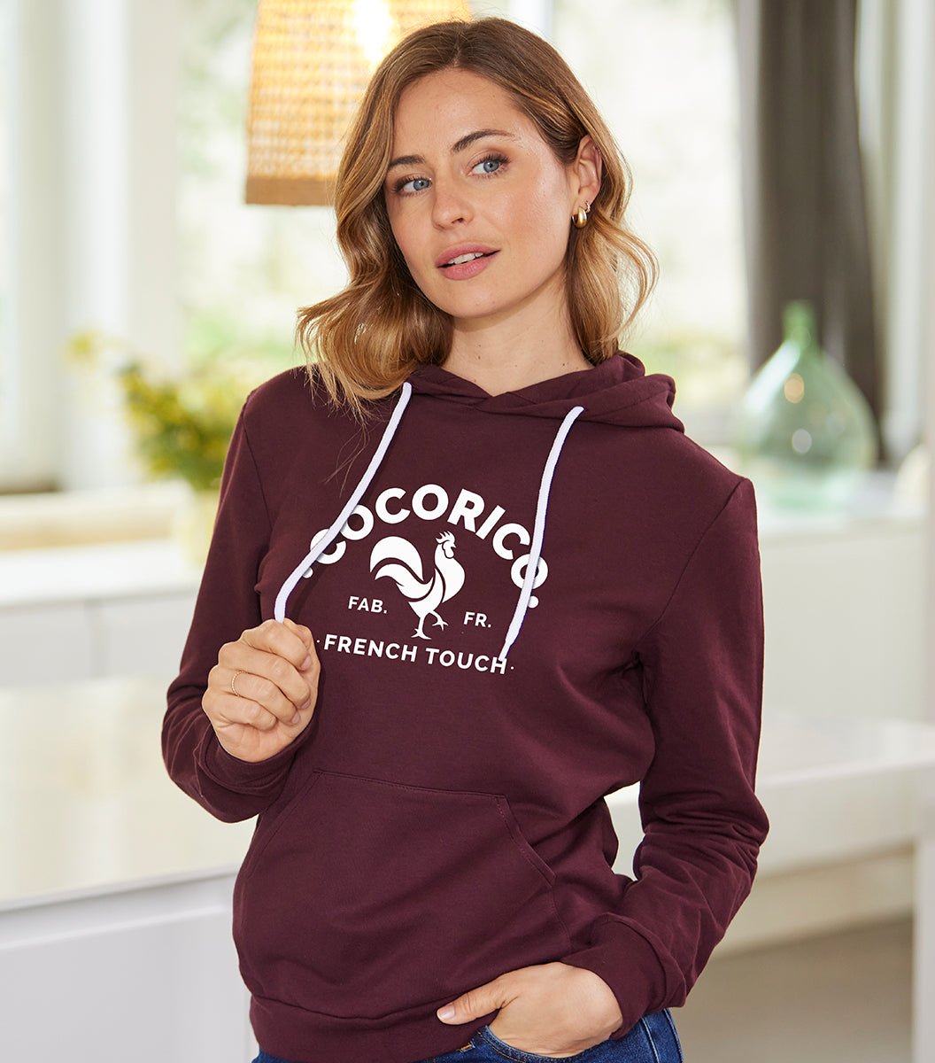 Sweat à capuche Femme Bordeaux - Le Coq Français