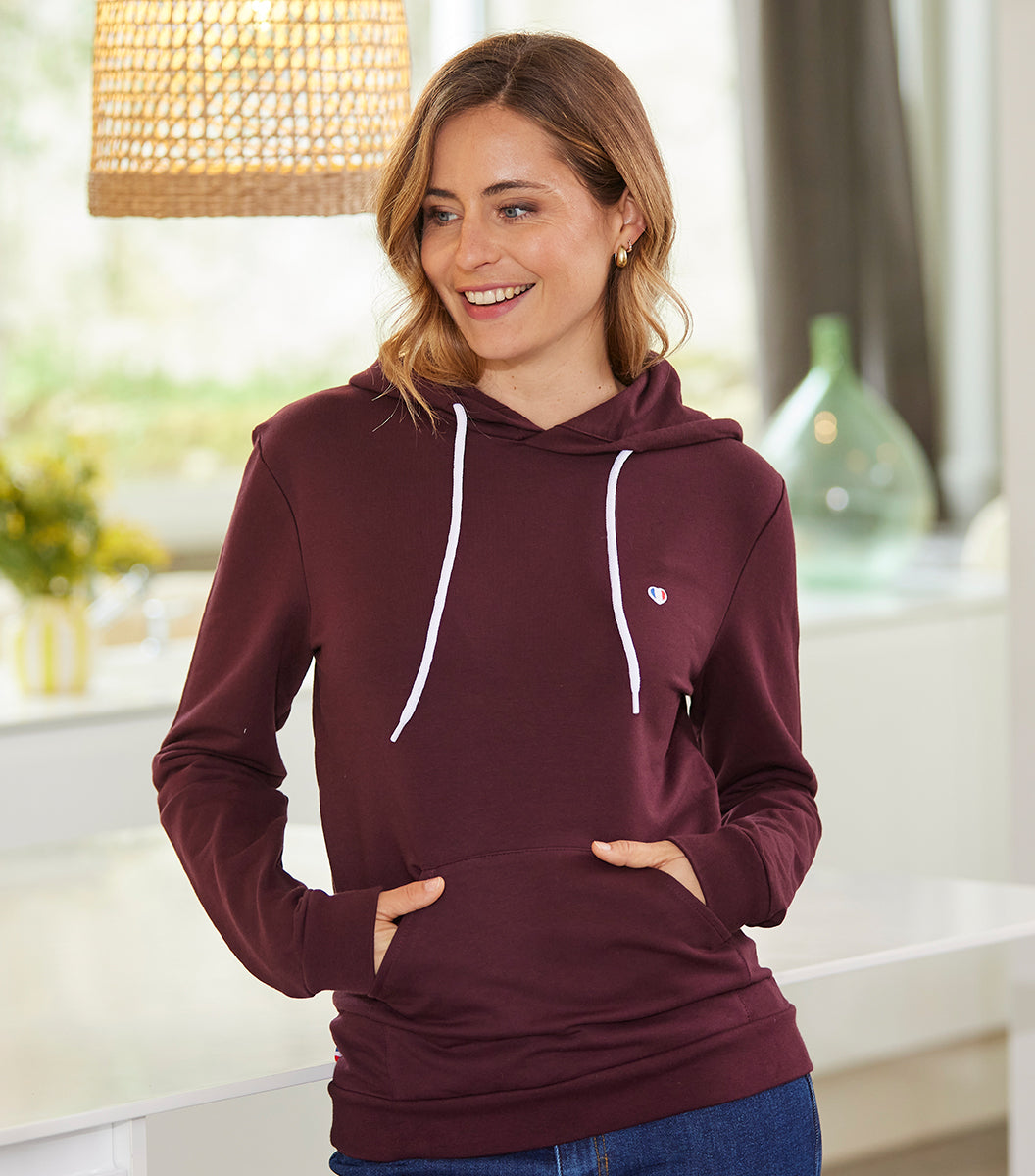 Sweat à Capuche Femme Bordeaux - L'Iconique