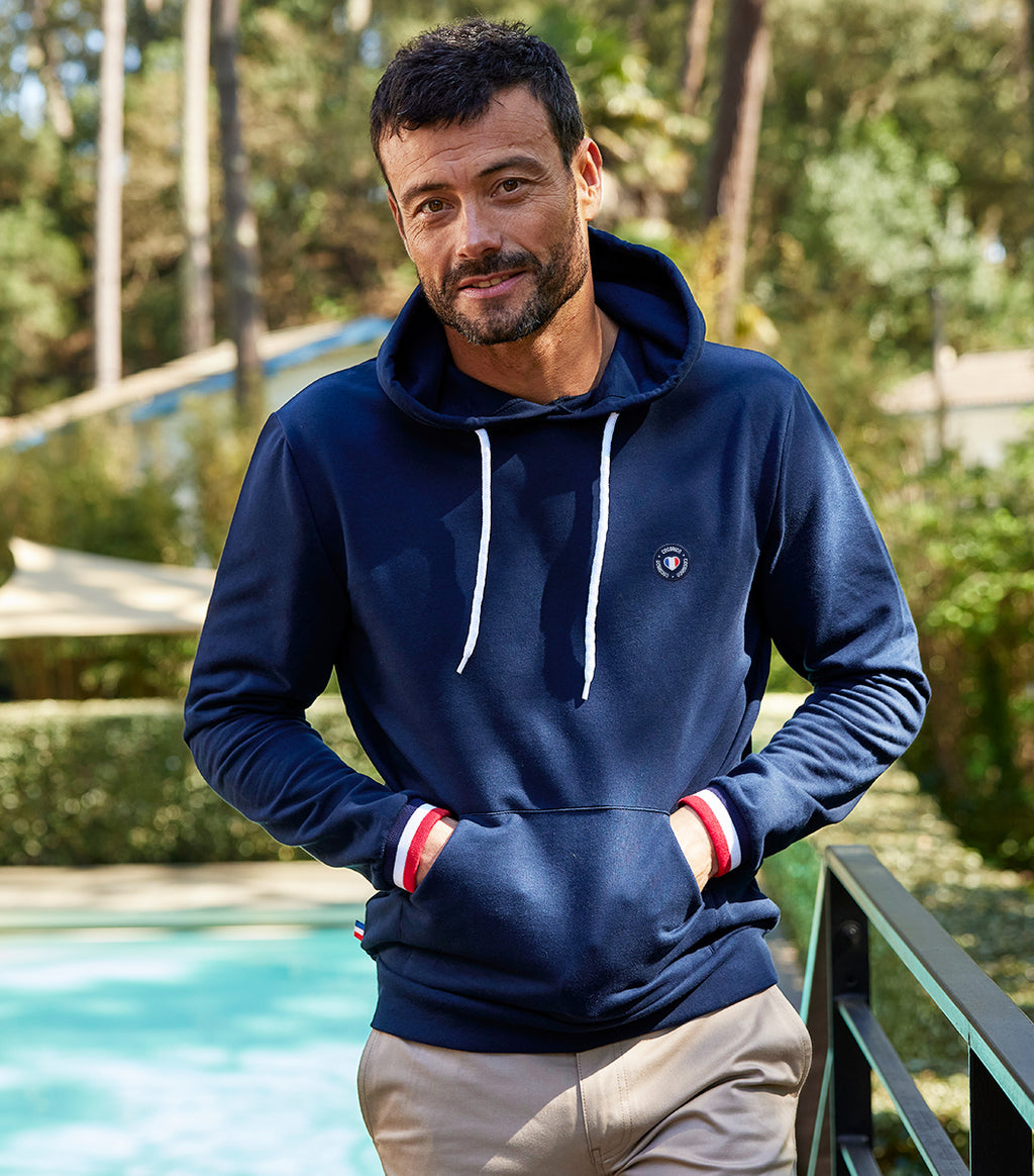 Sweat à Capuche Bleu Marine Homme| Destock Jeans