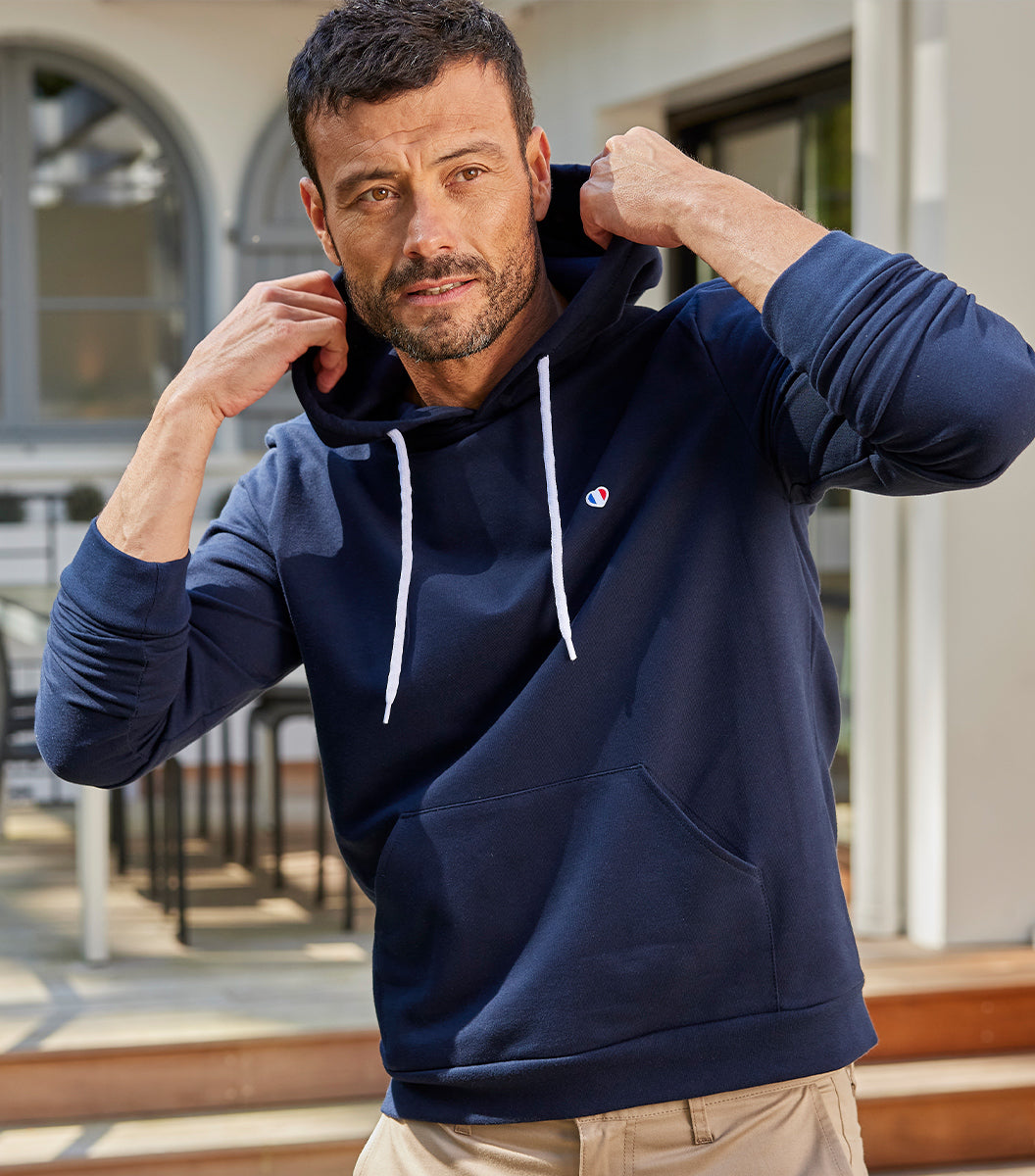 Sweat à capuche Homme Marine - L'Iconique