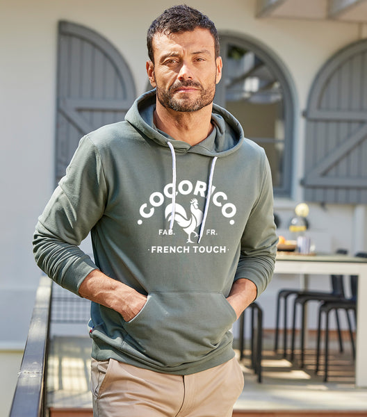 Sweat à Capuche Homme Gildan Cocoa Beach Pier – Taille M, Bleu Chiné, Léger