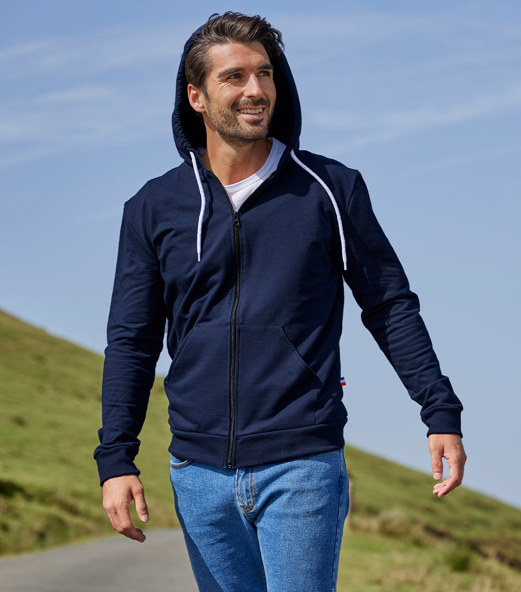 Sweat zippé Homme Marine -  Intemporel