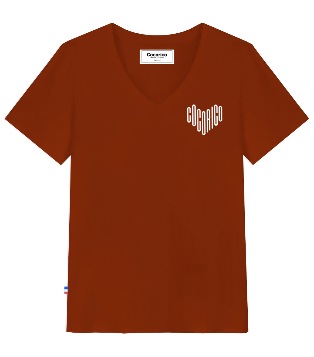 T-shirt col V Femme Terracotta - Le Cœur
