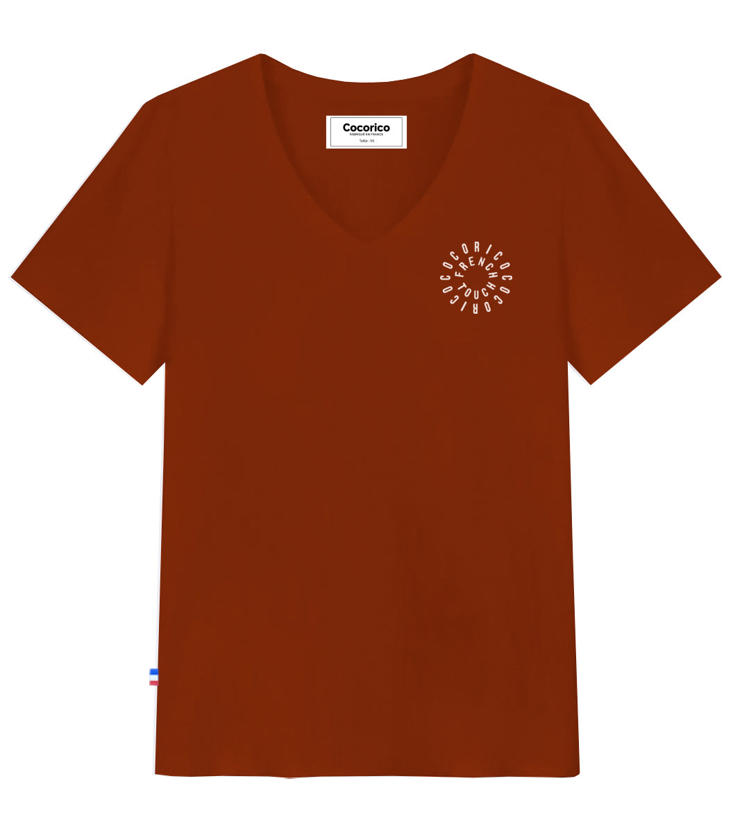 T-shirt col V Femme Terracotta - Le Cercle