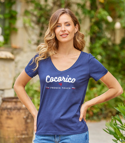 T-shirt col V Femme Marine - French Touch
