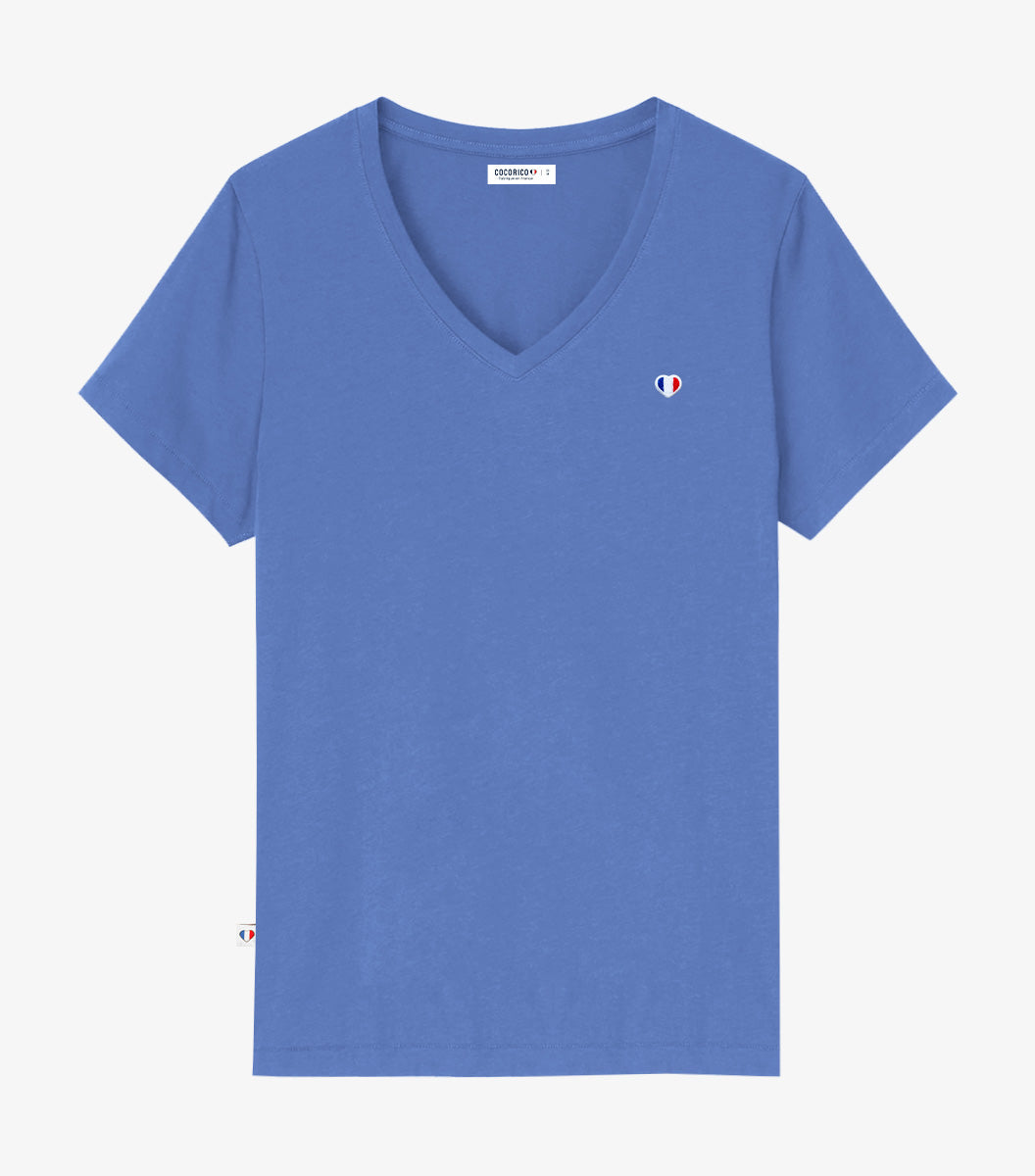 T-shirt col V Femme Bleu Riviera - Iconique