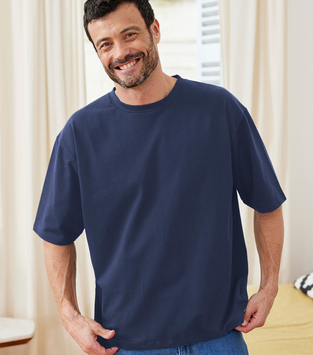T-shirt Oversize Homme Bleu Jean - Intemporel
