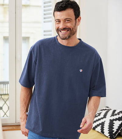 T-shirt Oversize Homme Bleu Jean - Iconique
