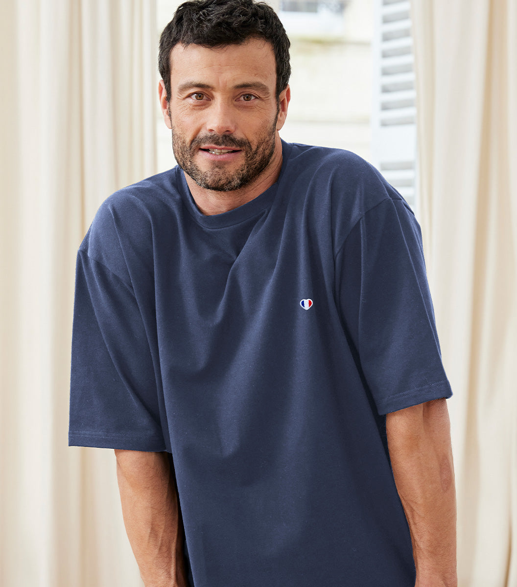 T-shirt Oversize Homme Bleu Jean - Iconique