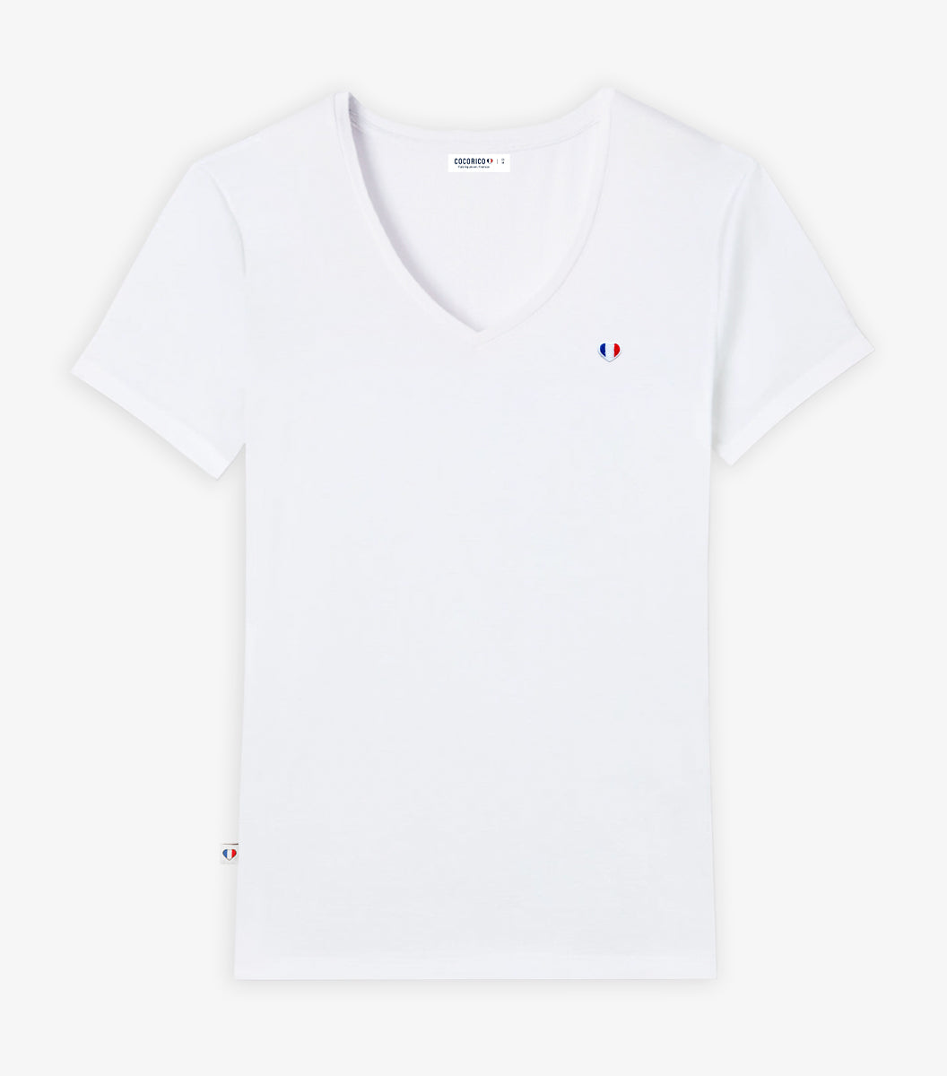 T-shirt col V Femme Blanc - Iconique
