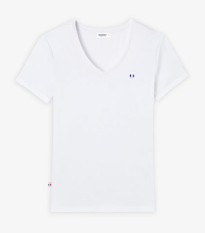 T-shirt col V Femme Blanc - Iconique