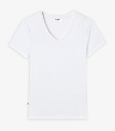 T-shirt col V Femme Blanc - Intemporel