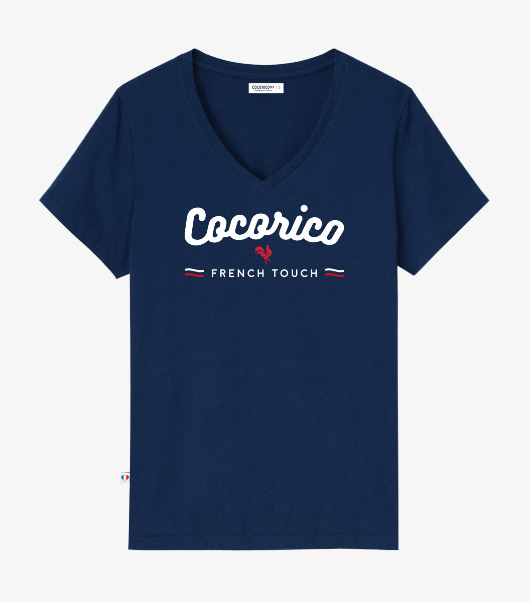 T-shirt col V Femme Marine - French Touch