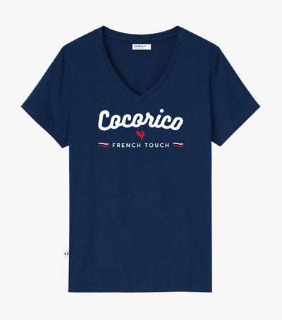 T-shirt col V Femme Marine - French Touch
