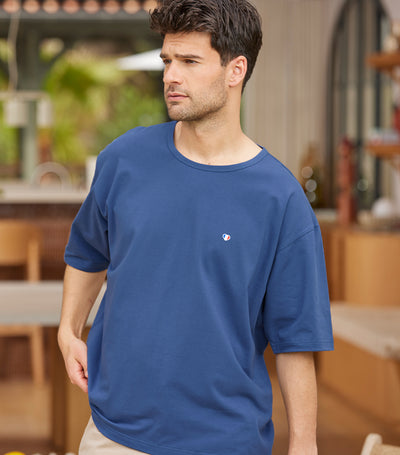 T-shirt Oversize Homme Bleu Jean - Iconique