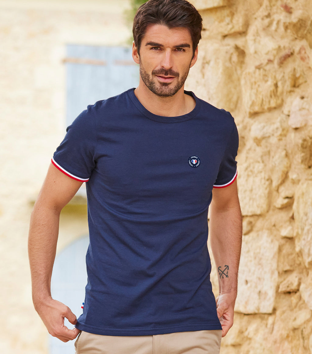 T-shirt Homme Supporter Marine Le Blason Made in France Cocorico