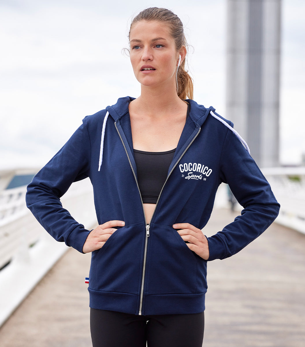 Sweat zippé Femme Marine - College